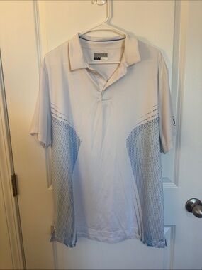 PGA tour White Polo with Light Blue Accents